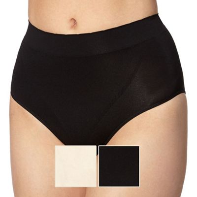 Pack of two black high leg shaping briefs